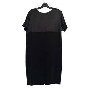 Vintage 90s Jones New York Mixed Media Shift Dress Black Size 8 Triacetate